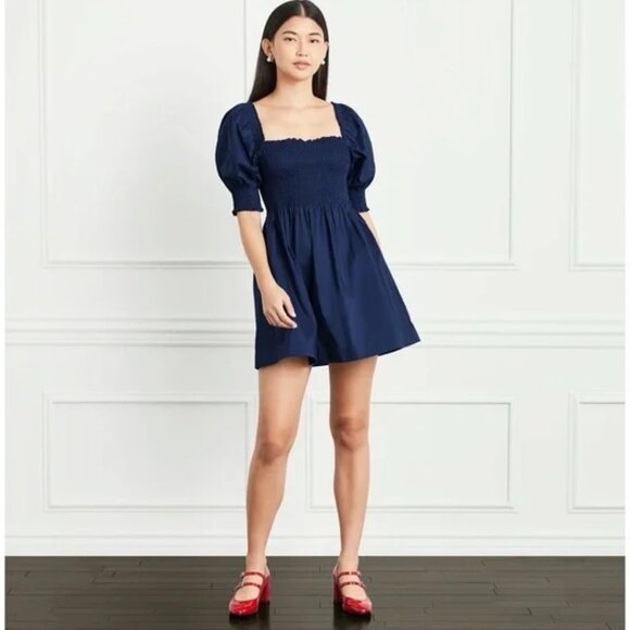 Hill House Home The Athena Nap Dress Navy Cotton Mini Size Small S EUC - Picture 1 of 14
